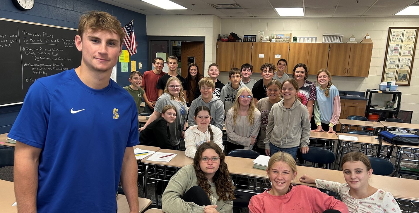 Colt visits class